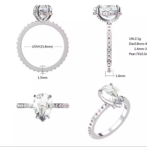 Diamond moissanite Engagement Ring - Picture 4 of 8